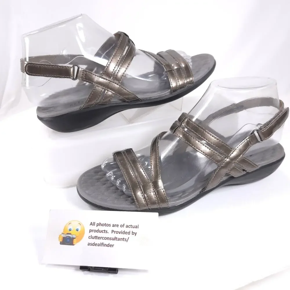 Clarks Open Toe Casual Strappy Heel Sandal Womens Size 7 68522 Bronze
